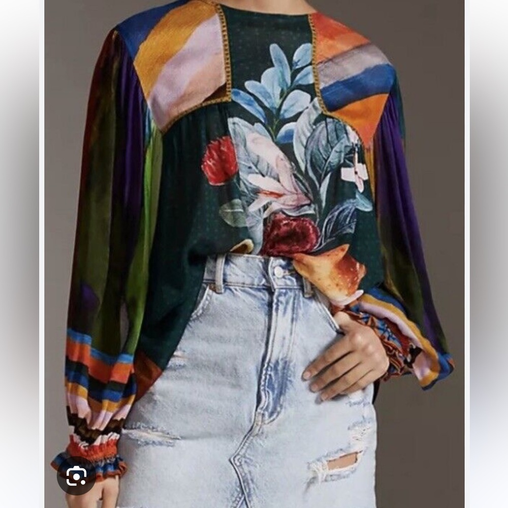 Bl-nk Miranda Peasant Blouse- Holly